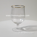 verres à vin transparents personnalisés avec jante en or